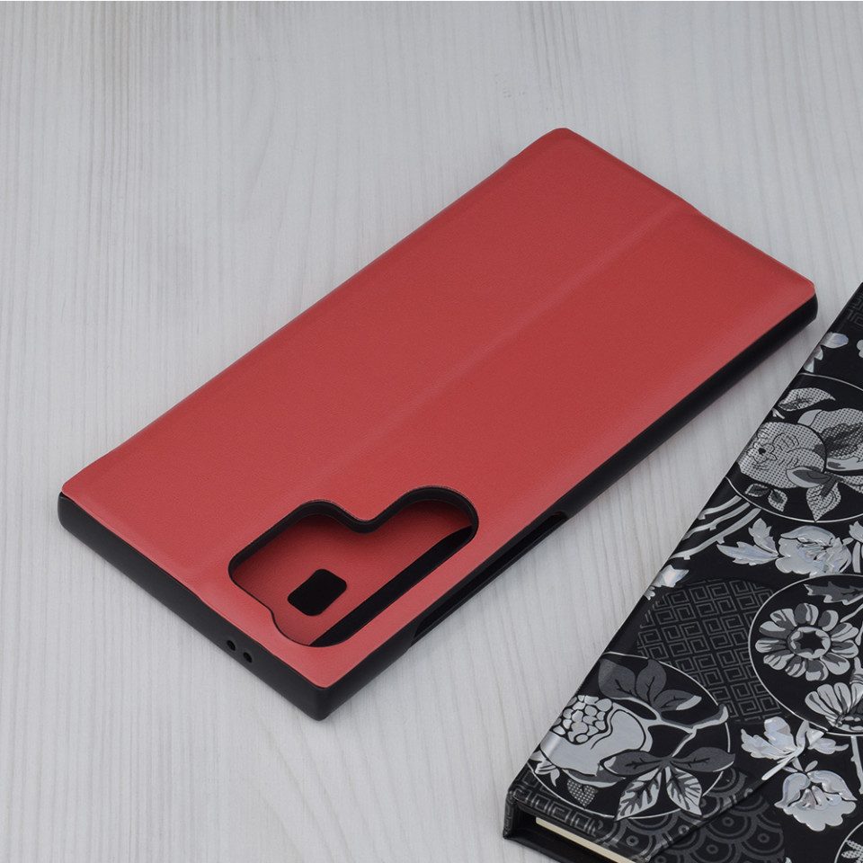 Husa pentru Samsung Galaxy S24 Ultra tip carte, Skyddar Eco View Leather - Rosu - 1 | YEO