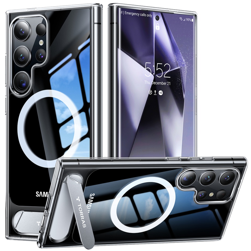 Husa pentru Samsung Galaxy S24 Ultra, Torras Pstand MagSafe, Transparenta