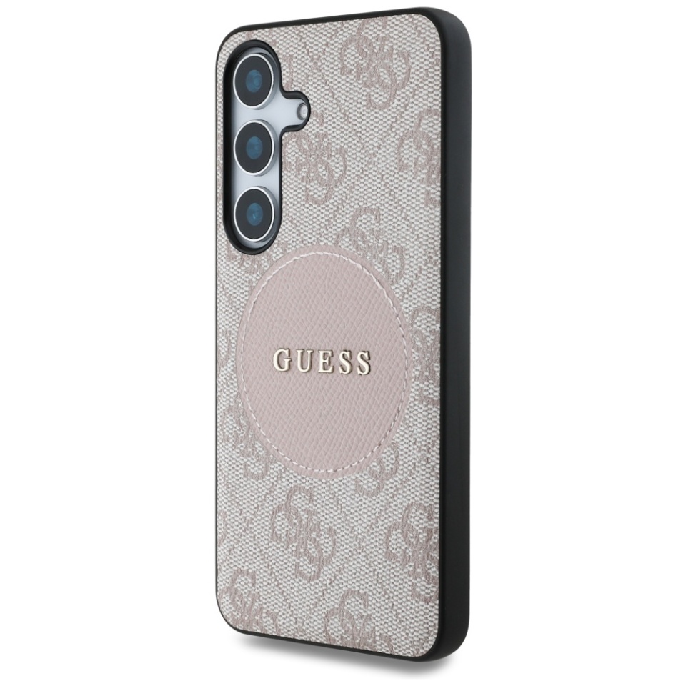 Husa pentru Samsung Galaxy S25, Circle Classic Logo MagSafe, Guess, Roz - 1 | YEO