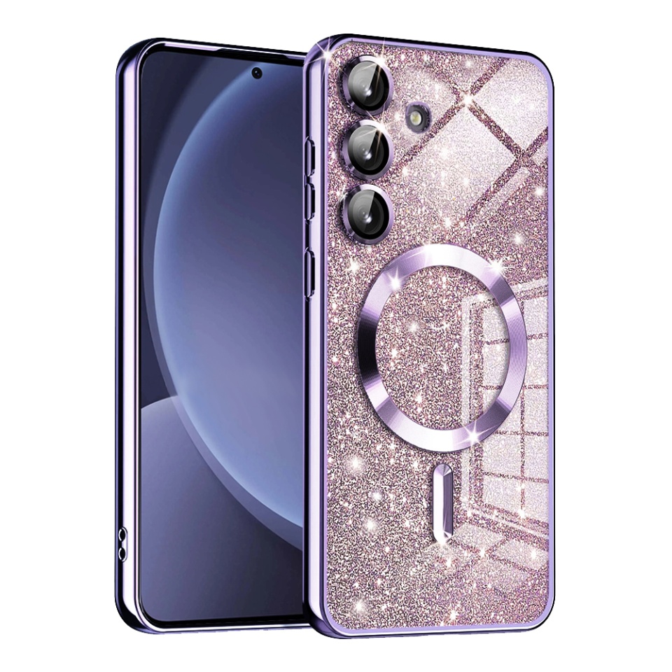 Husa pentru Samsung Galaxy S25 Design Antisoc, Fundal Detasabil 2-in-1, Protectie Superioara, Margini Ridicate, SKDR Glitter - Mov deschis