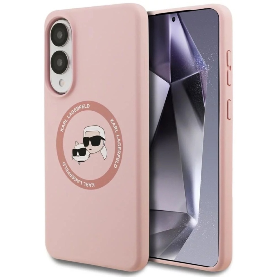 Husa pentru Samsung Galaxy S25 Edge, Silicone Double Heads MagSafe, Karl Lagerfeld, Roz