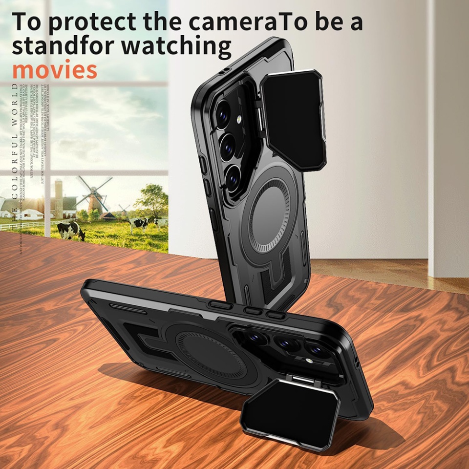 Husa pentru Samsung Galaxy S25 Edge, SKYDDAR INNOVATION, CamVault MagSafe cu Protectie Camera, set cu sticker, Negru - 2 | YEO