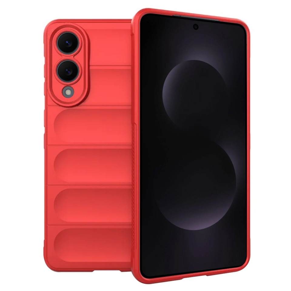 Husa pentru Samsung Galaxy S25 Edge, SKYDDAR INNOVATION, Vogue din Silicon Mat, set cu sticker, Rosu