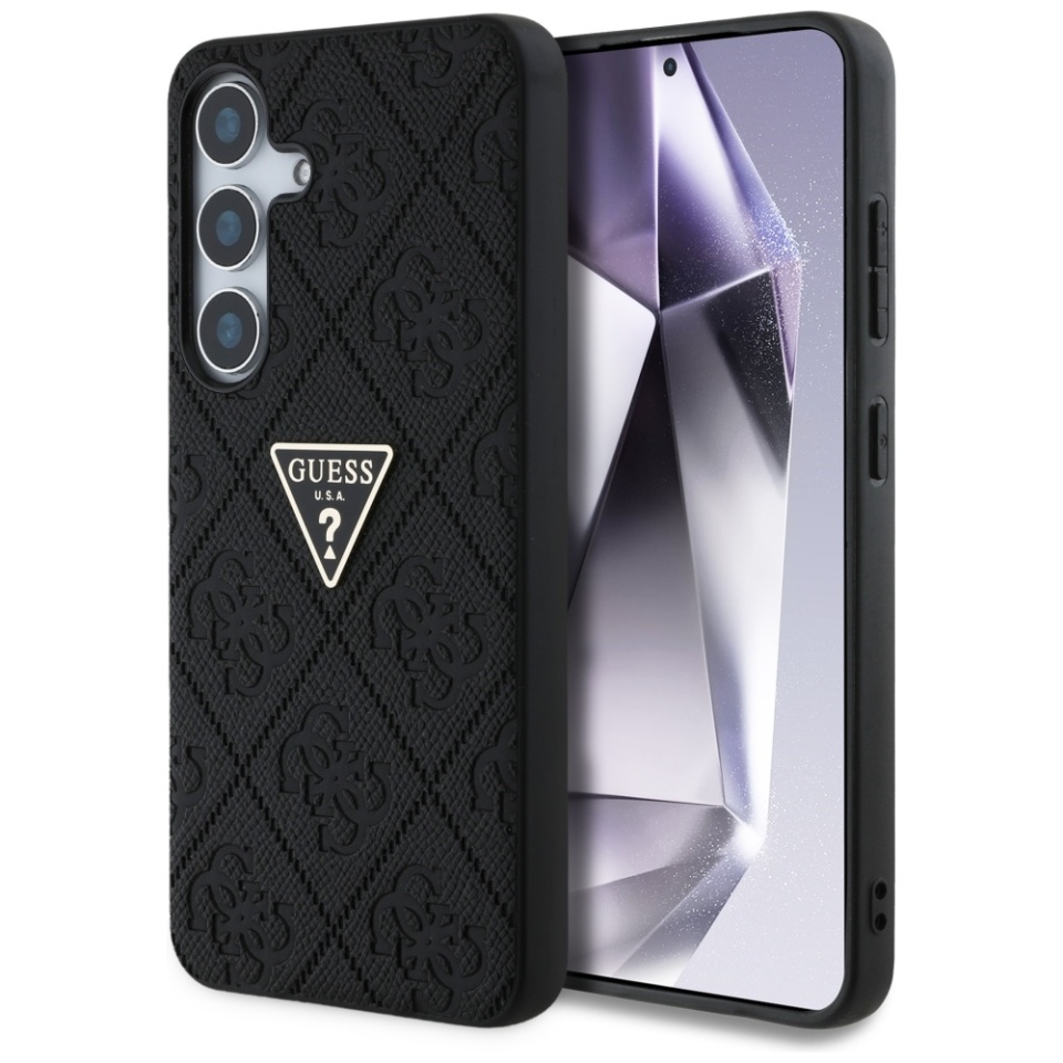 Husa pentru Samsung Galaxy S25, Grained Triangle, Guess, Negru