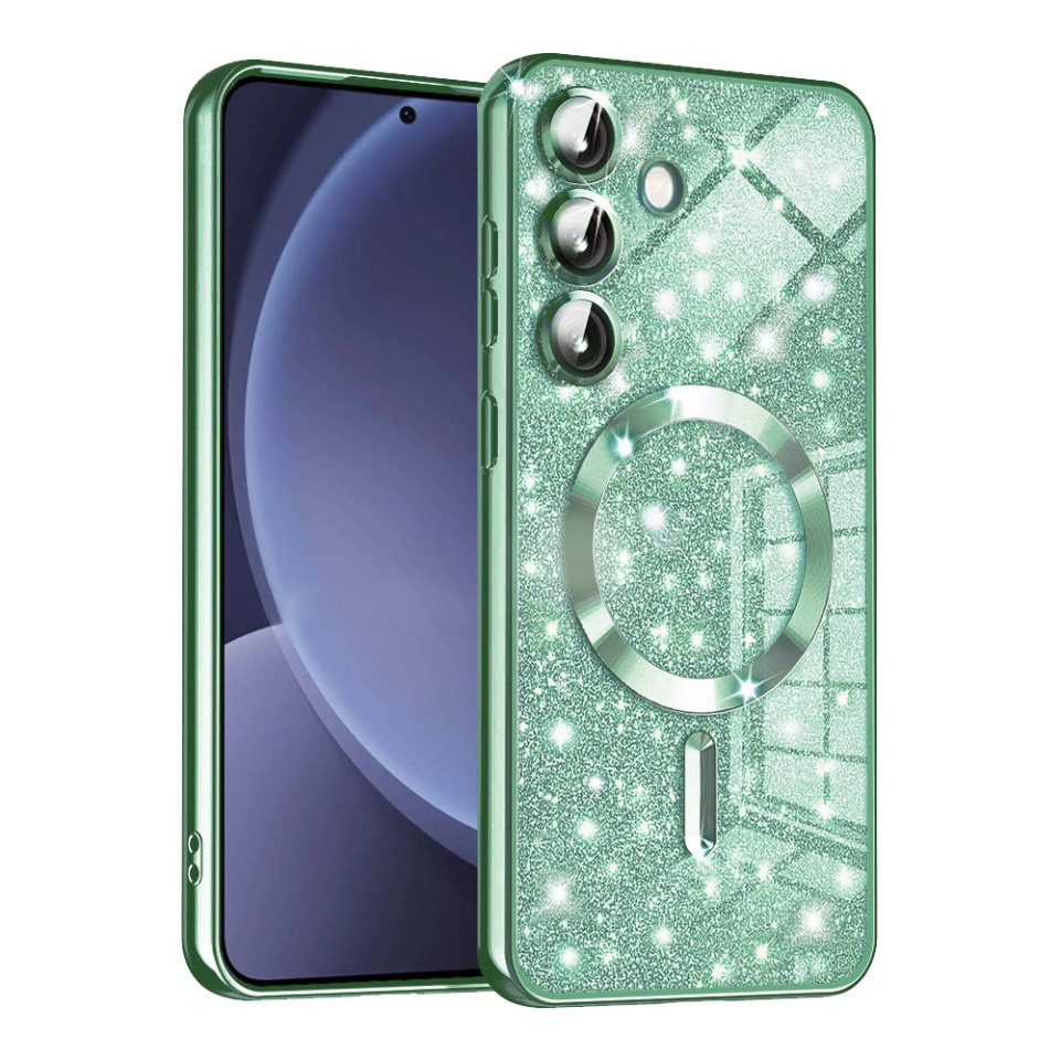 Husa pentru Samsung Galaxy S25 Plus Design Antisoc, Fundal Detasabil 2-in-1, Protectie Superioara, Margini Ridicate, SKDR Glitter - Verde deschis