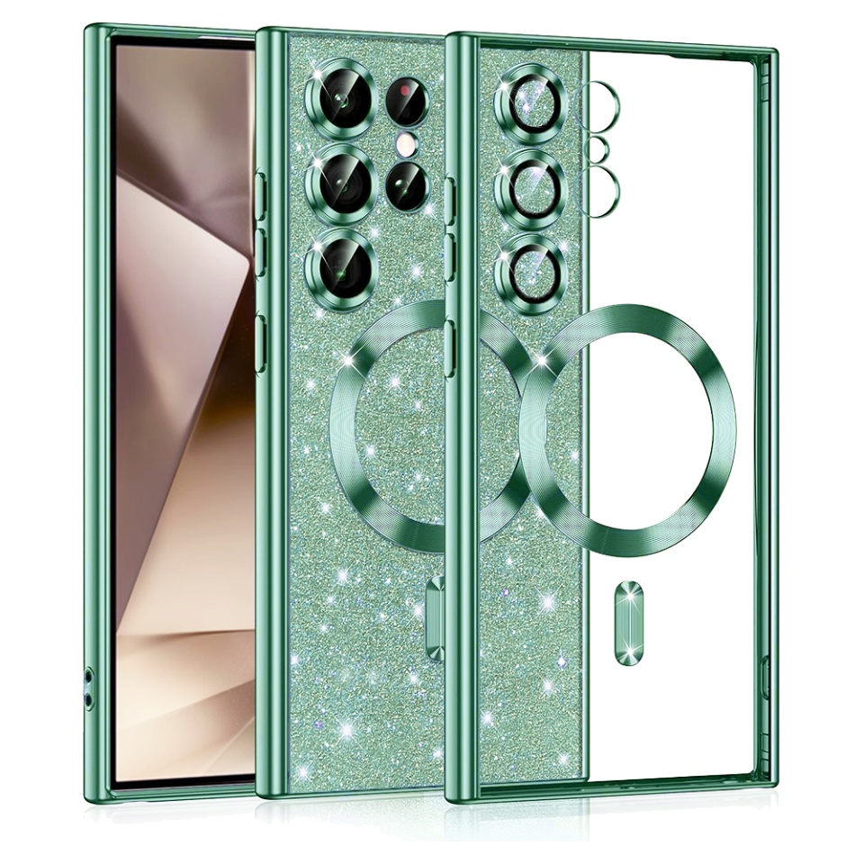 Husa pentru Samsung Galaxy S25 Ultra Design Antisoc, Fundal Detasabil 2-in-1, Protectie Superioara, Margini Ridicate, SKDR Glitter - Verde deschis