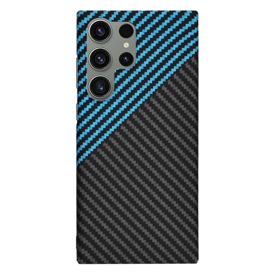 Husa pentru Samsung Galaxy S25 Ultra, Finisaj Premium cu Textura de Carbon, Design Elegant, SKDR CarbonFlex - Bleu - 3 | YEO