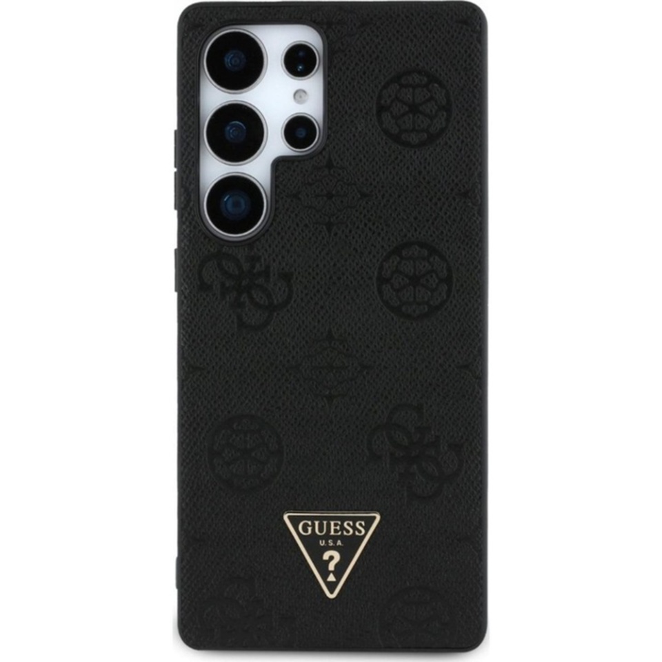 Husa pentru Samsung Galaxy S25 Ultra, Guess, Peony Grained Hot Stamp Triangle Logo MagSafe, Maro - 2 | YEO