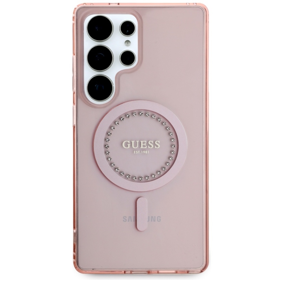 Husa pentru Samsung Galaxy S25 Ultra IML Rhinestones MagSafe, Guess - Roz - 1 | YEO