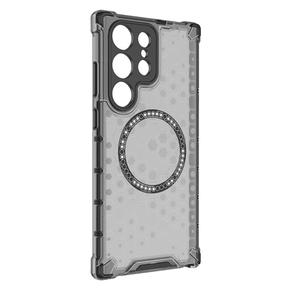 Husa pentru Samsung Galaxy S25 Ultra, SKYDDAR INNOVATION, HoneyComb Shield MagSafe, Negru, set cu sticker - 2 | YEO