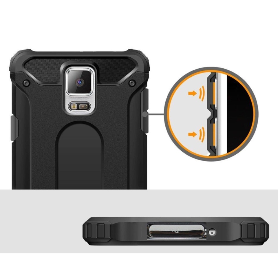 Husa pentru Samsung Galaxy S5 G900, SKYDDAR INNOVATION, Hybrid Armor, din Plastic Dur, Margini Cauciucate, Antisoc, set cu sticker, Negru - 3 | YEO