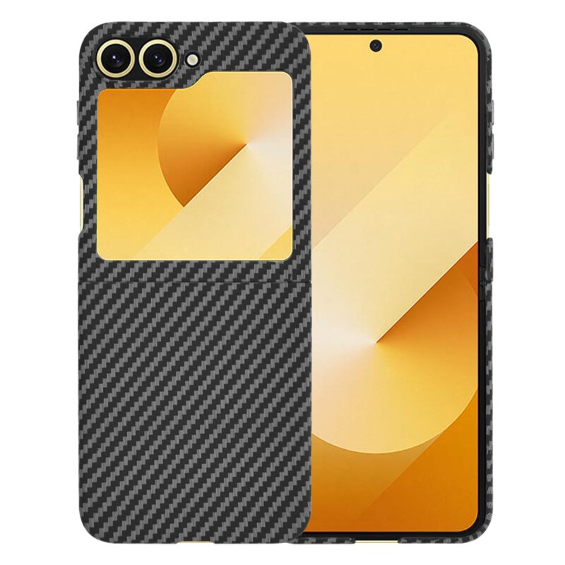 Husa pentru Samsung Galaxy Z Flip6, Finisaj Premium cu Textura de Carbon, Design Elegant, SKDR CarbonFlex - Negru
