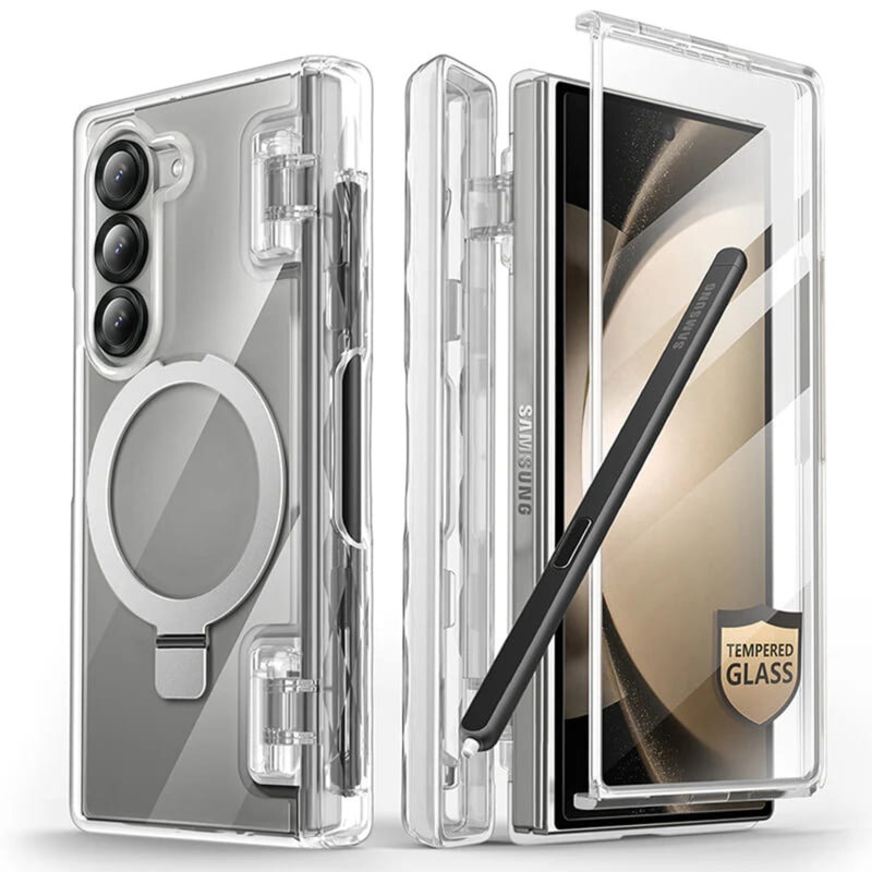 Husa pentru Samsung Galaxy Z Fold6, SKYDDAR INNOVATION, Shockproof MagSafe, Transparenta, set cu sticker