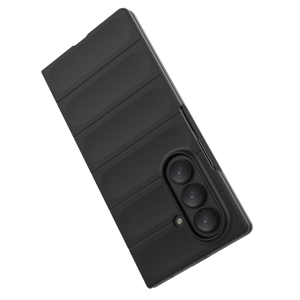 Husa pentru Samsung Galaxy Z Fold7, SKYDDAR INNOVATION, Magic Shield, din Silicon Mat, set cu sticker, Negru - 2 | YEO