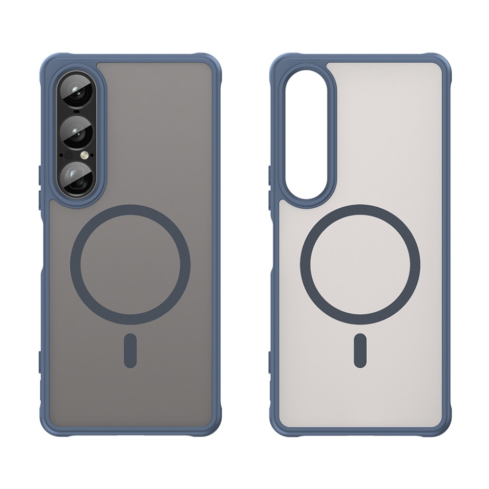 Husa pentru Sony Xperia 1 VII, SKYDDAR INNOVATION, HaloFrost MagSafe II, Antisoc, set cu sticker, Bleumarin - 1 | YEO