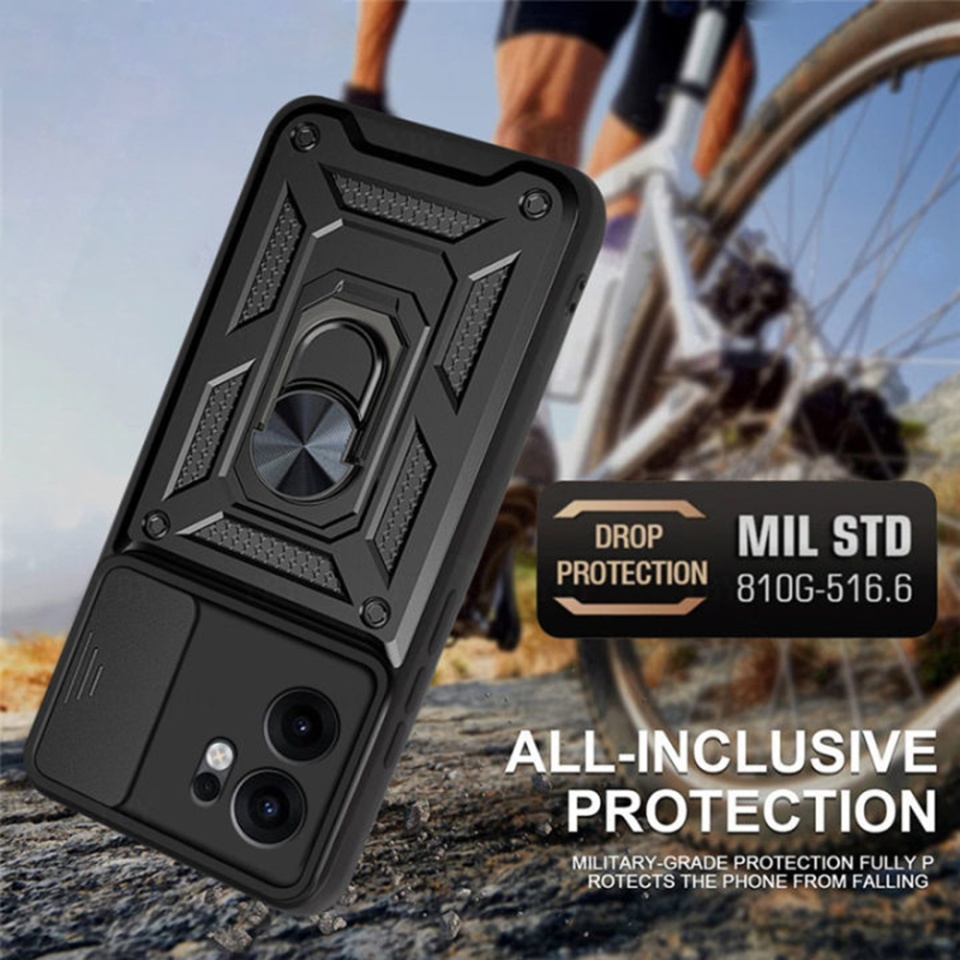 Husa pentru telefon, SKYDDAR INNOVATION, Oppo Reno13 F 4G / Reno13 F 5G / Reno13 FS 5G, CamShield, Antisoc, Inel Magentic, set cu sticker, Verde - 3 | YEO