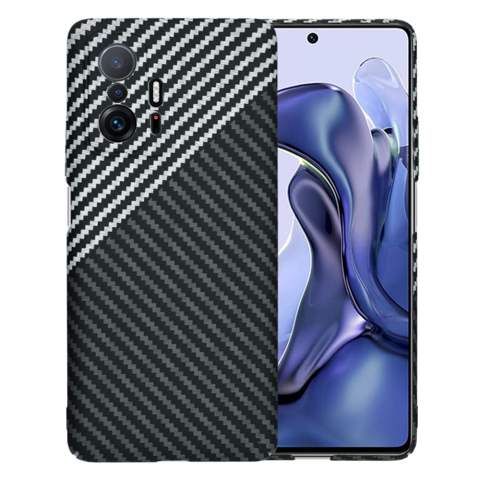 Husa pentru Xiaomi 11T / 11T Pro, Finisaj Premium cu Textura de Carbon, Design Elegant, SKDR CarbonFlex - Gri