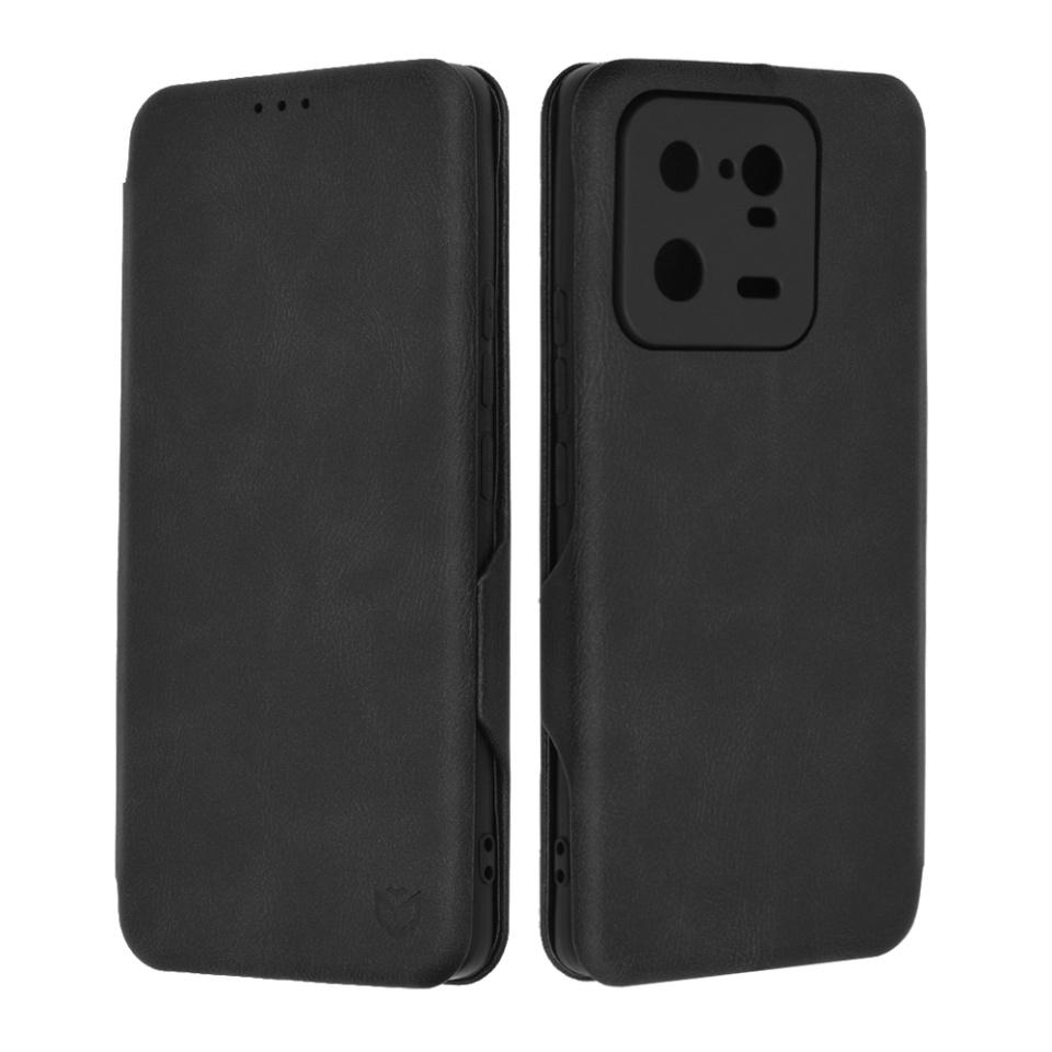 Husa pentru Xiaomi 13 Pro, SKYDDAR INNOVATION, Safe Wallet tip carte din Piele Ecologica, Suport Carduri, Inchidere Magnetica, Negru, set cu sticker