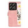 Husa pentru Xiaomi 14T din Piele Ecologică cu Design Floral, Protecție 360°, Stand Integrat, Buzunare pentru Carduri, SKDR Floral Wallet - Roz - 2 | YEO