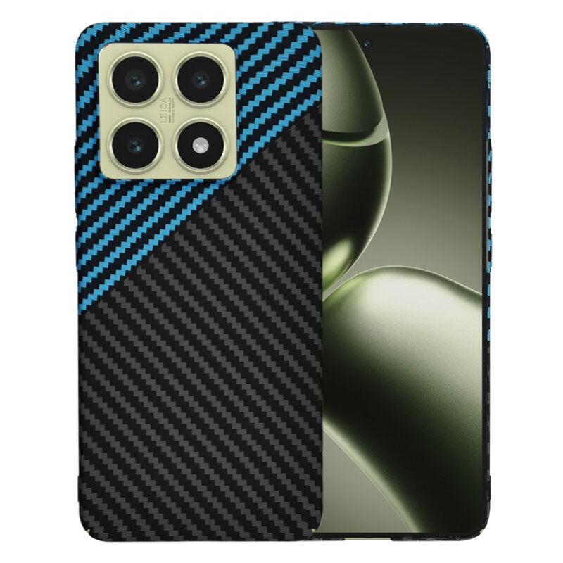 Husa pentru Xiaomi 14T, Finisaj Premium cu Textura de Carbon, Design Elegant, SKDR CarbonFlex - Bleu