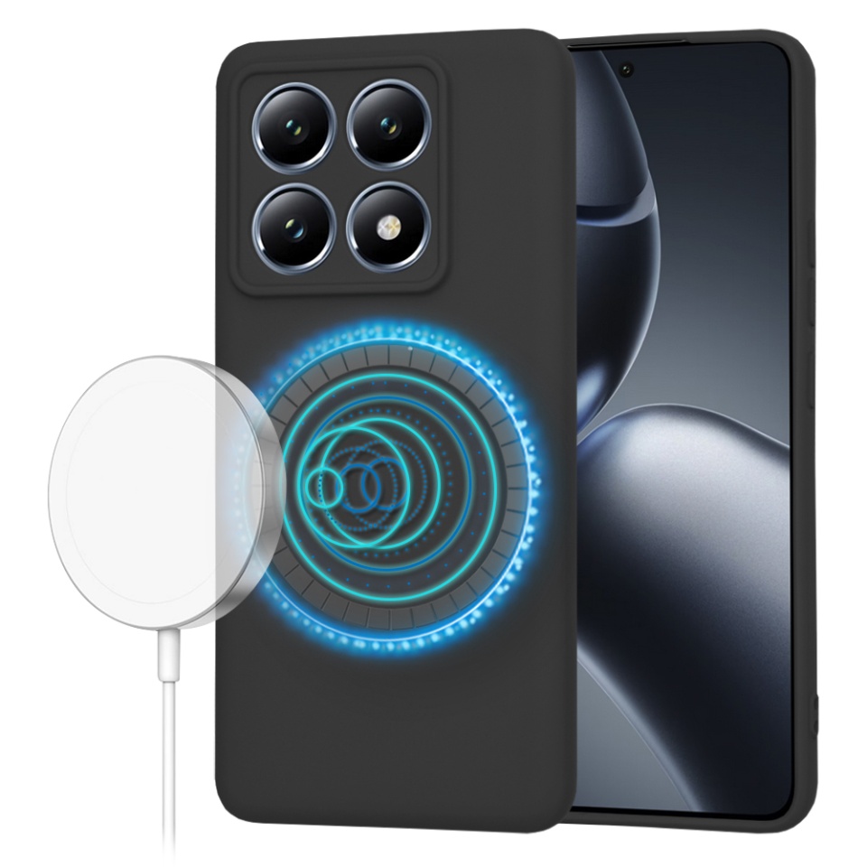 Husa pentru Xiaomi 14T Pro din Silicon Catifelat, Protectie Premium, Skyddar SoftElegance Magsafe - Negru