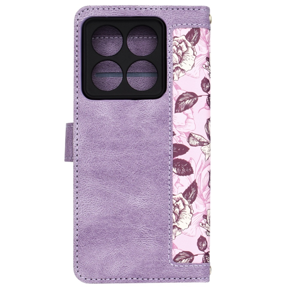 Husa pentru Xiaomi 14T Pro, SKYDDAR INNOVATION, Flipcraft din Piele Ecologică, Stand Integrat, Buzunare pentru Carduri, set cu sticker, Mov - 3 | YEO