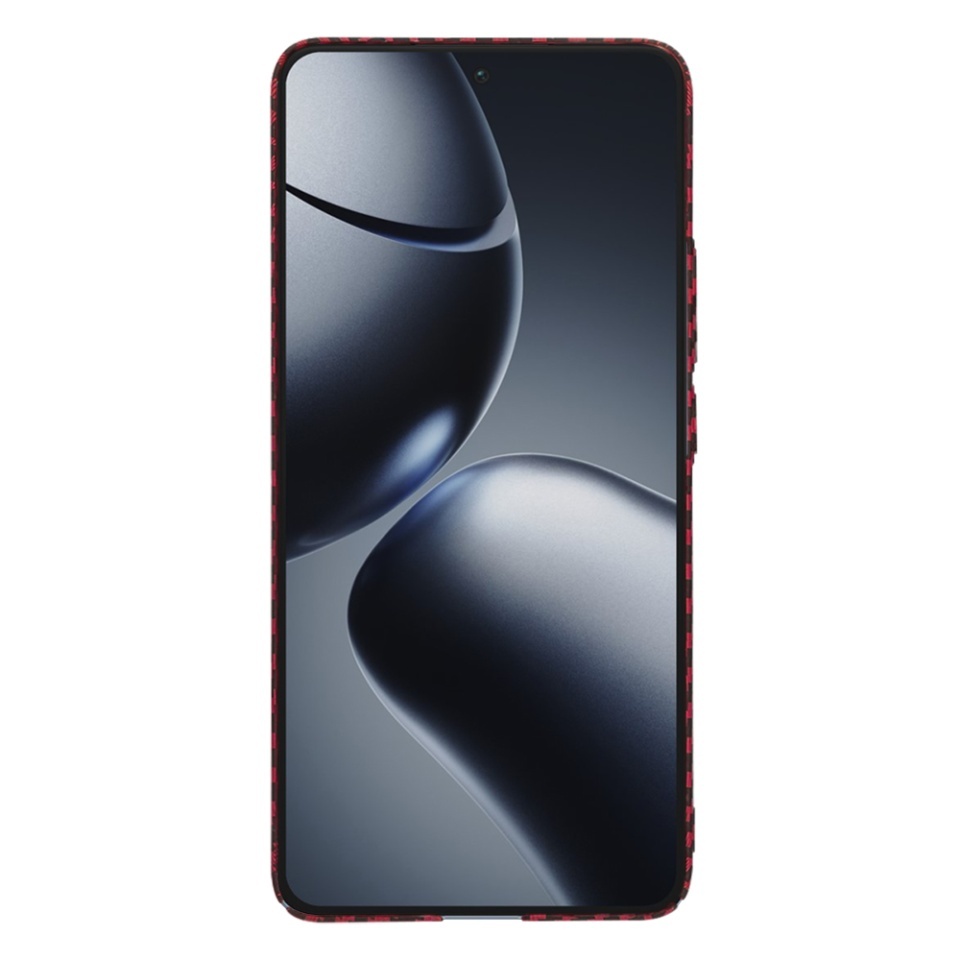 Husa pentru Xiaomi 14T Pro, SKYDDAR INNOVATION, textura carbon, Carbonite FiberShell, set cu sticker, Rosu, - 1 | YEO