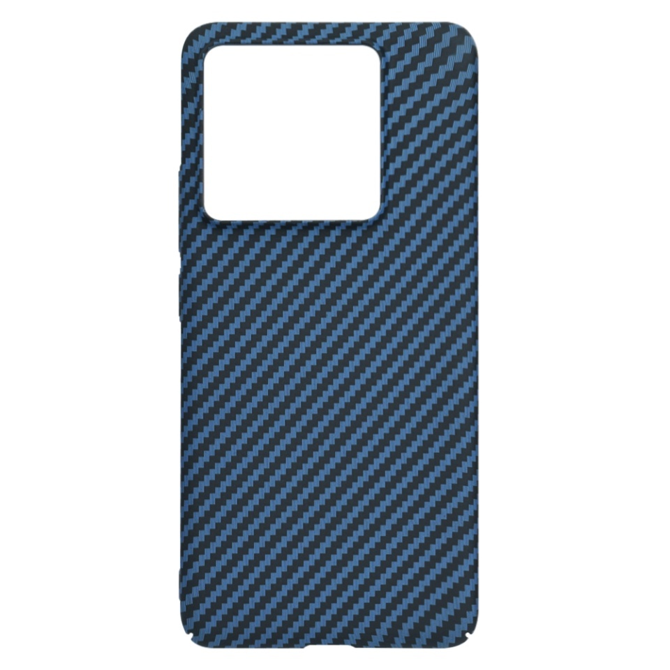 Husa pentru Xiaomi 14T Pro, SKYDDAR INNOVATION, textura carbon, Carbonite FiberShell, set cu sticker, Cyan, - 3 | YEO