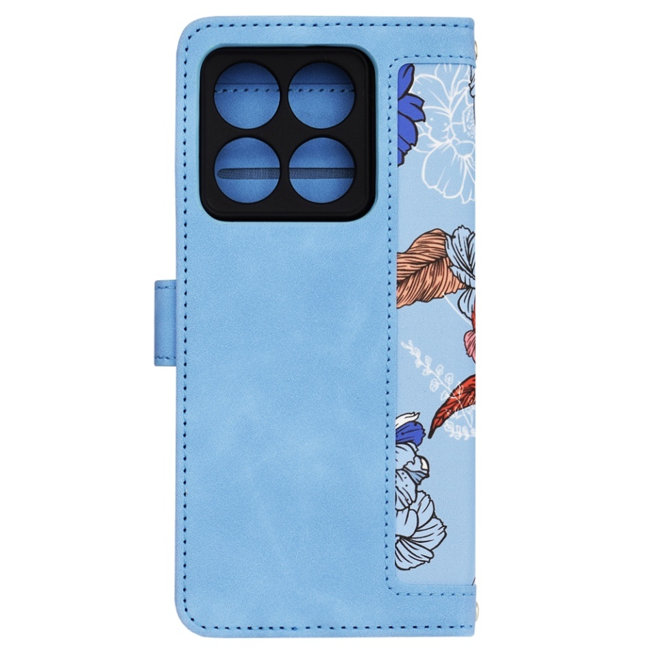 Husa pentru Xiaomi 14T, SKYDDAR INNOVATION, Flipcraft din Piele Ecologică, Stand Integrat, Buzunare pentru Carduri, set cu sticker, Bleu - 3 | YEO
