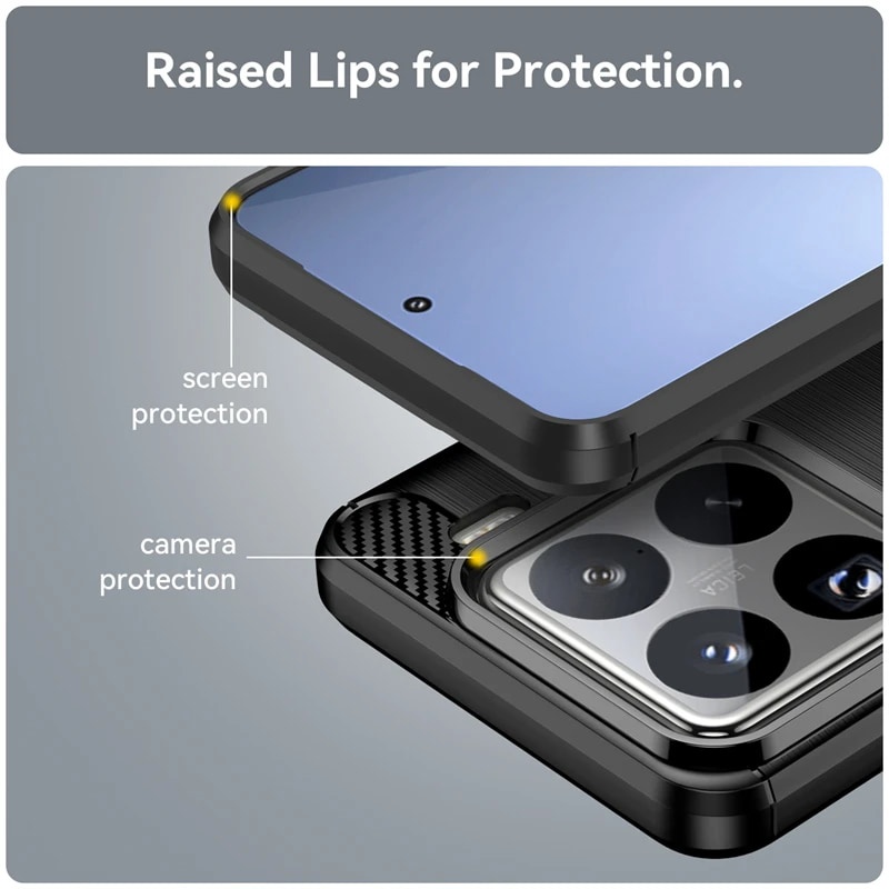 Husa pentru Xiaomi 15 Pro din Silicon Premium, Slim, cu textura Fibra Carbon - Negru - 2 | YEO