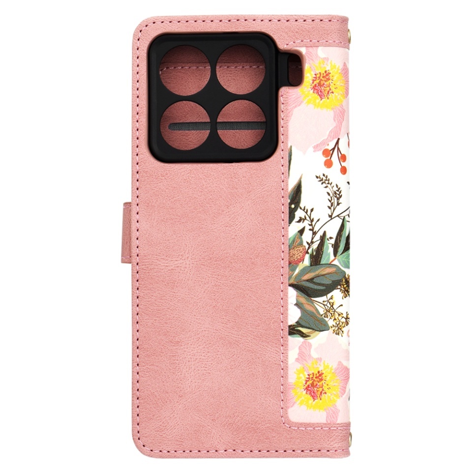 Husa pentru Xiaomi 15 Pro, SKYDDAR INNOVATION, Flipcraft din Piele Ecologică, Stand Integrat, Buzunare pentru Carduri, set cu sticker, Roz - 3 | YEO