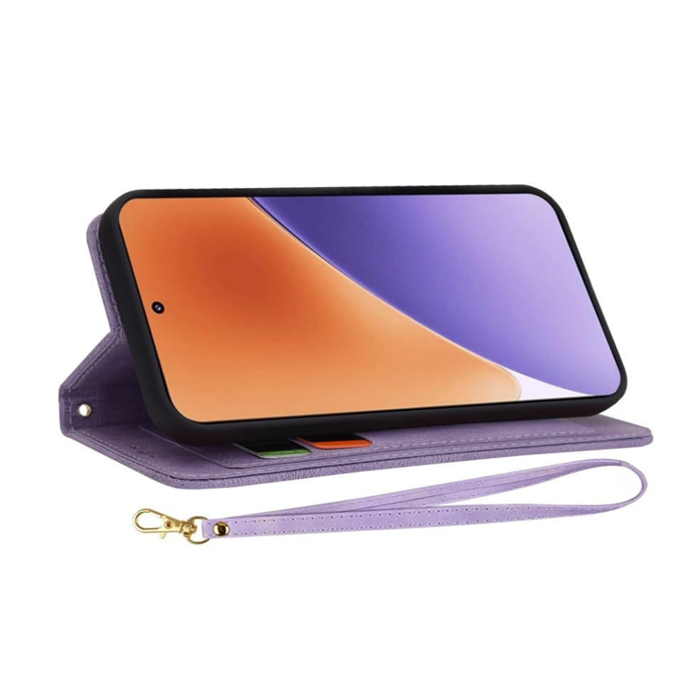 Husa pentru Xiaomi 15, SKYDDAR INNOVATION, Flipcraft din Piele Ecologică, Stand Integrat, Buzunare pentru Carduri, set cu sticker, Mov - 3 | YEO