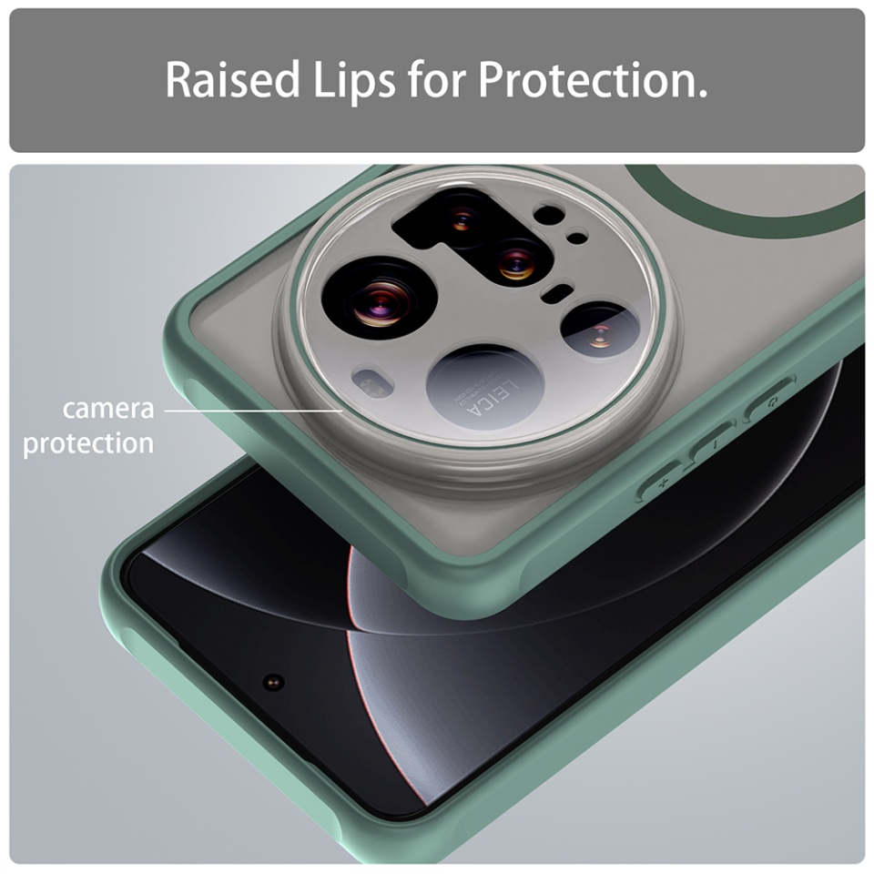 Husa pentru Xiaomi 15 Ultra, SKYDDAR INNOVATION, HaloFrost MagSafe II, Antisoc, set cu sticker, Verde - 3 | YEO