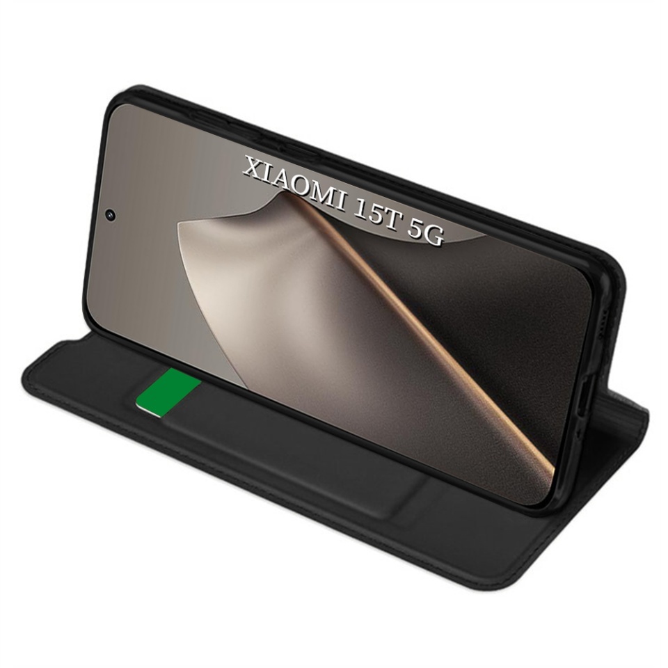 Husa pentru Xiaomi 15T, SKYDDAR INNOVATION, Magskin Book, tip Carte cu Portofel Interior, set cu sticker, Negru - 1 | YEO