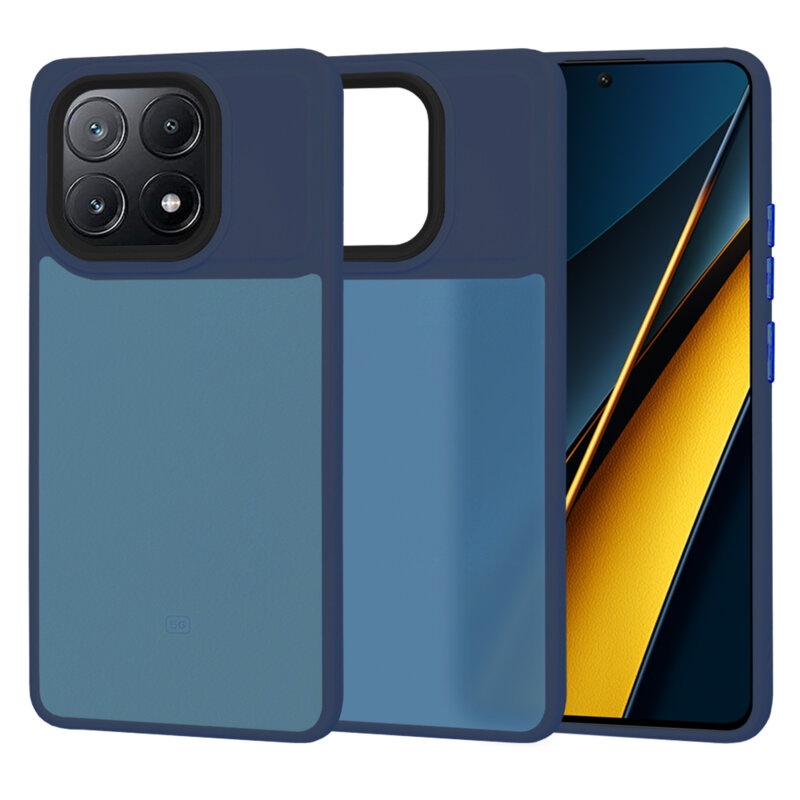 Husa pentru Xiaomi Poco X6 Pro, ce Absoarbe Cele mai Aspre Socuri, Skyddar Frosted - Bleumarin