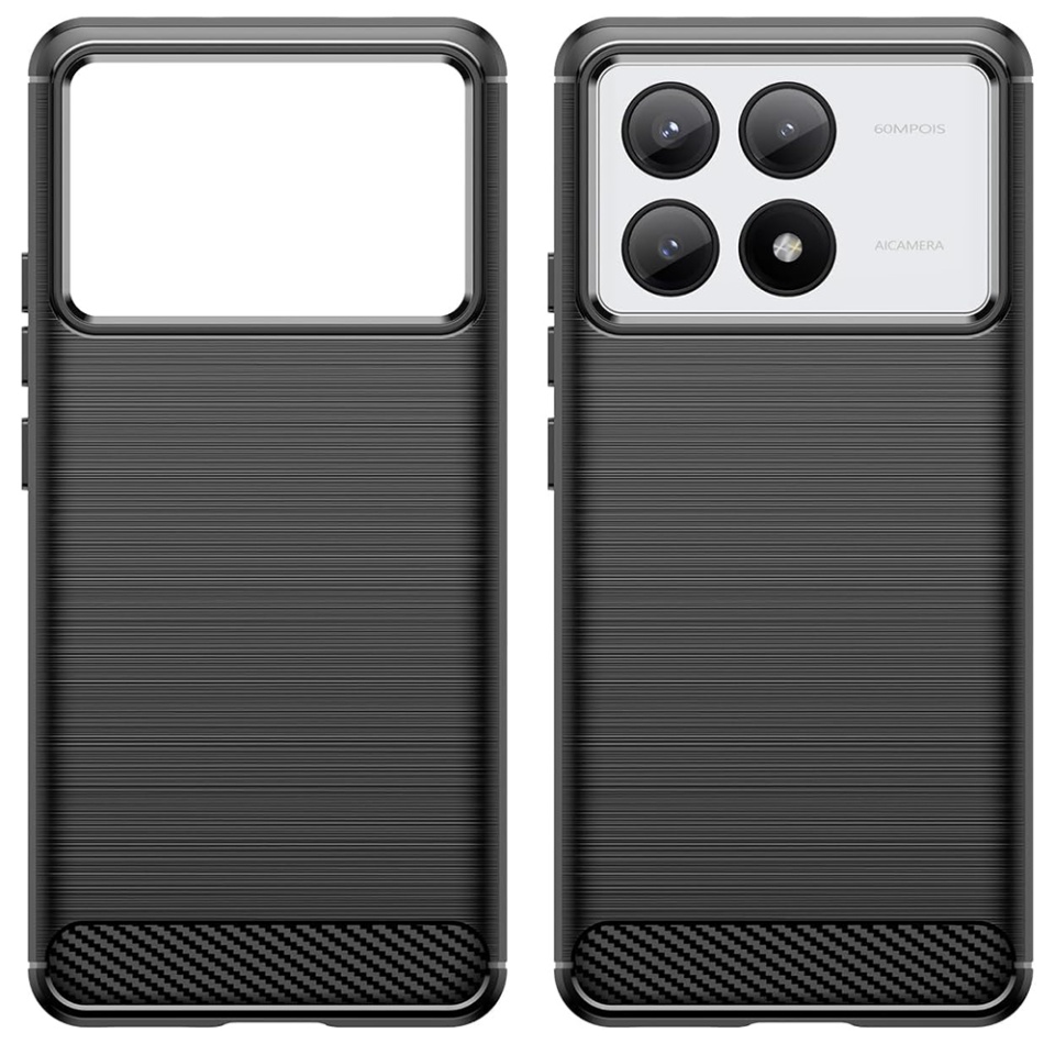 Husa pentru Xiaomi Poco X6 Pro, SKYDDAR INNOVATION, Carbon Silicone, din Silicon Slim, cu textura Fibra Carbon, set cu sticker, Negru - 2 | YEO