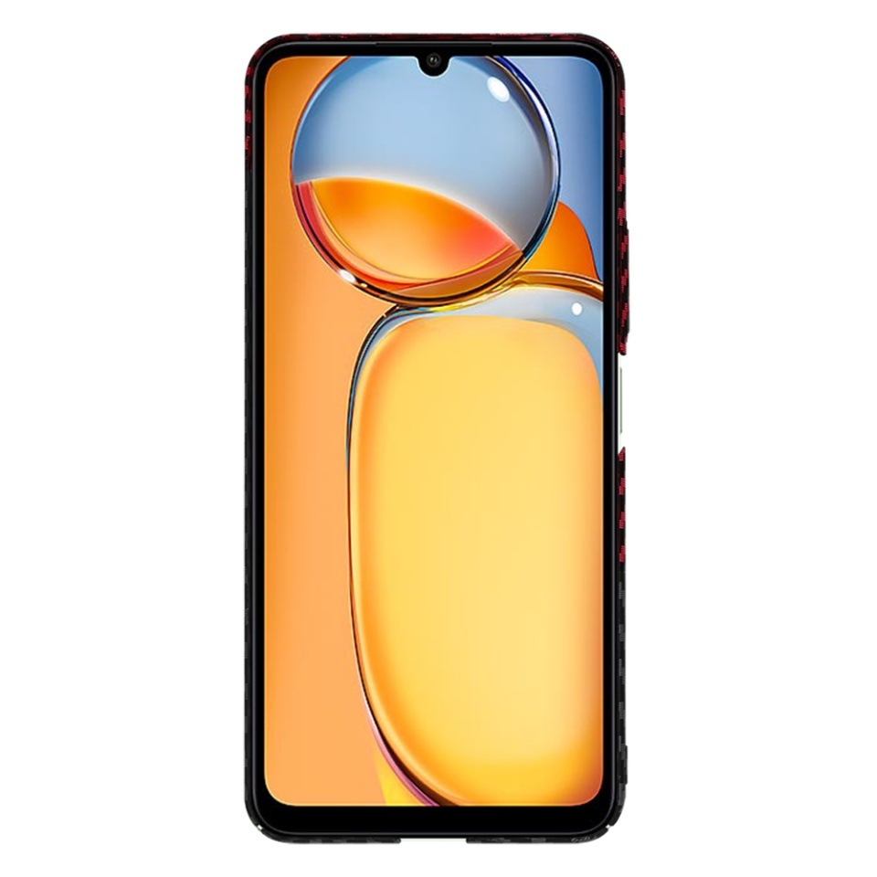 Husa pentru Xiaomi Redmi 13C 4G / Poco C65 / Redmi 13C 5G, SKYDDAR INNOVATION, textura carbon, Carbonite FiberShell, set cu sticker, Rosu inchis, - 1 | YEO