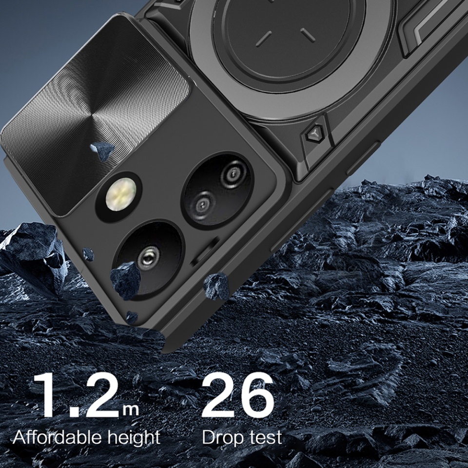 Husa pentru Xiaomi Redmi 13C 4G / Poco C65, SKYDDAR INNOVATION, CamGuard Pro, Inel Magnetic, Protectie Camera, set cu sticker, Negru - 3 | YEO