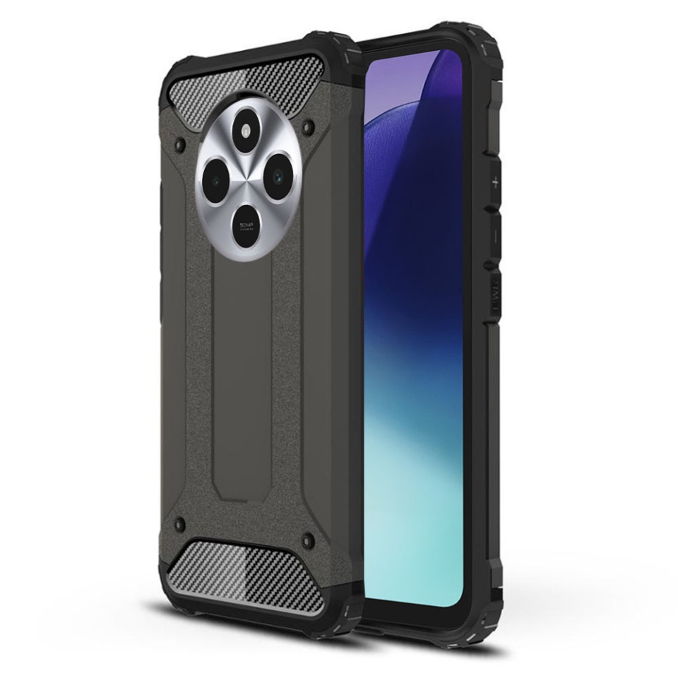 Husa pentru Xiaomi Redmi 14C / Poco C75, SKYDDAR INNOVATION, Hybrid Armor, din Plastic Dur, Margini Cauciucate, Antisoc, set cu sticker, Negru