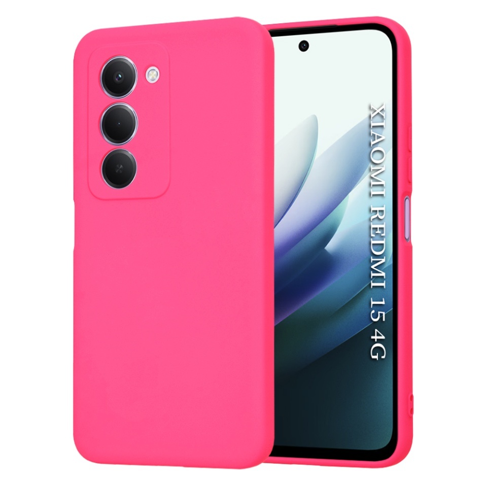 Husa pentru Xiaomi Redmi 15 5G / Redmi 15 4G, SKYDDAR INNOVATION, din Silicon Catifelat, SoftElegance, set cu sticker, Fucsia