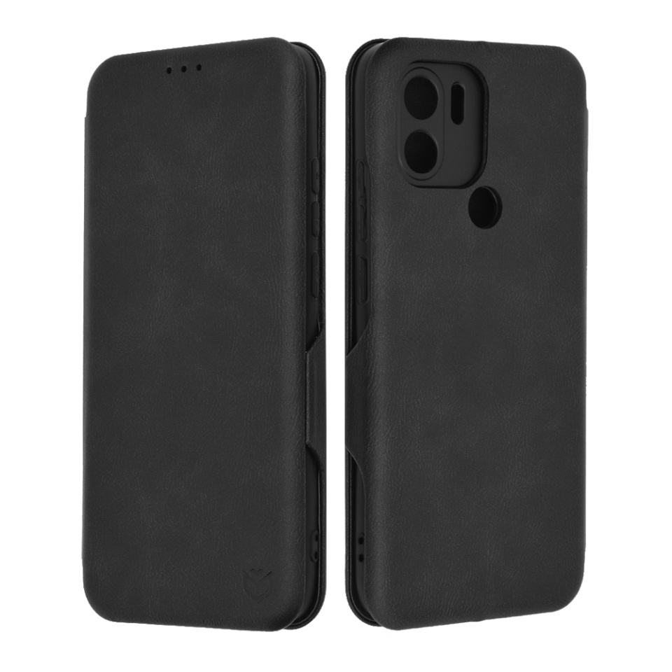 Husa pentru Xiaomi Redmi A1+ / Redmi A2+, SKYDDAR INNOVATION, Safe Wallet tip carte din Piele Ecologica, Suport Carduri, Inchidere Magnetica, Negru, set cu sticker