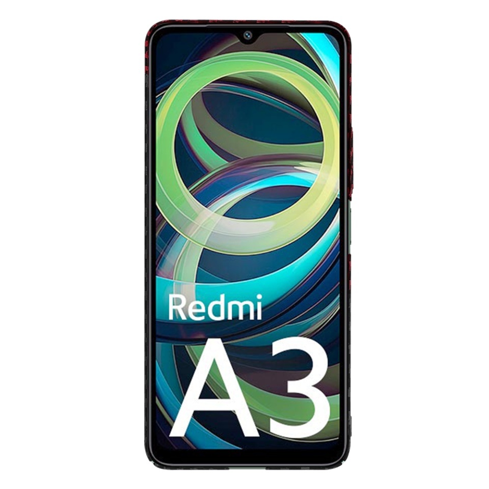 Husa pentru Xiaomi Redmi A3 / Redmi A3x, SKYDDAR INNOVATION, textura carbon, Carbonite FiberShell, set cu sticker, Rosu inchis, - 1 | YEO