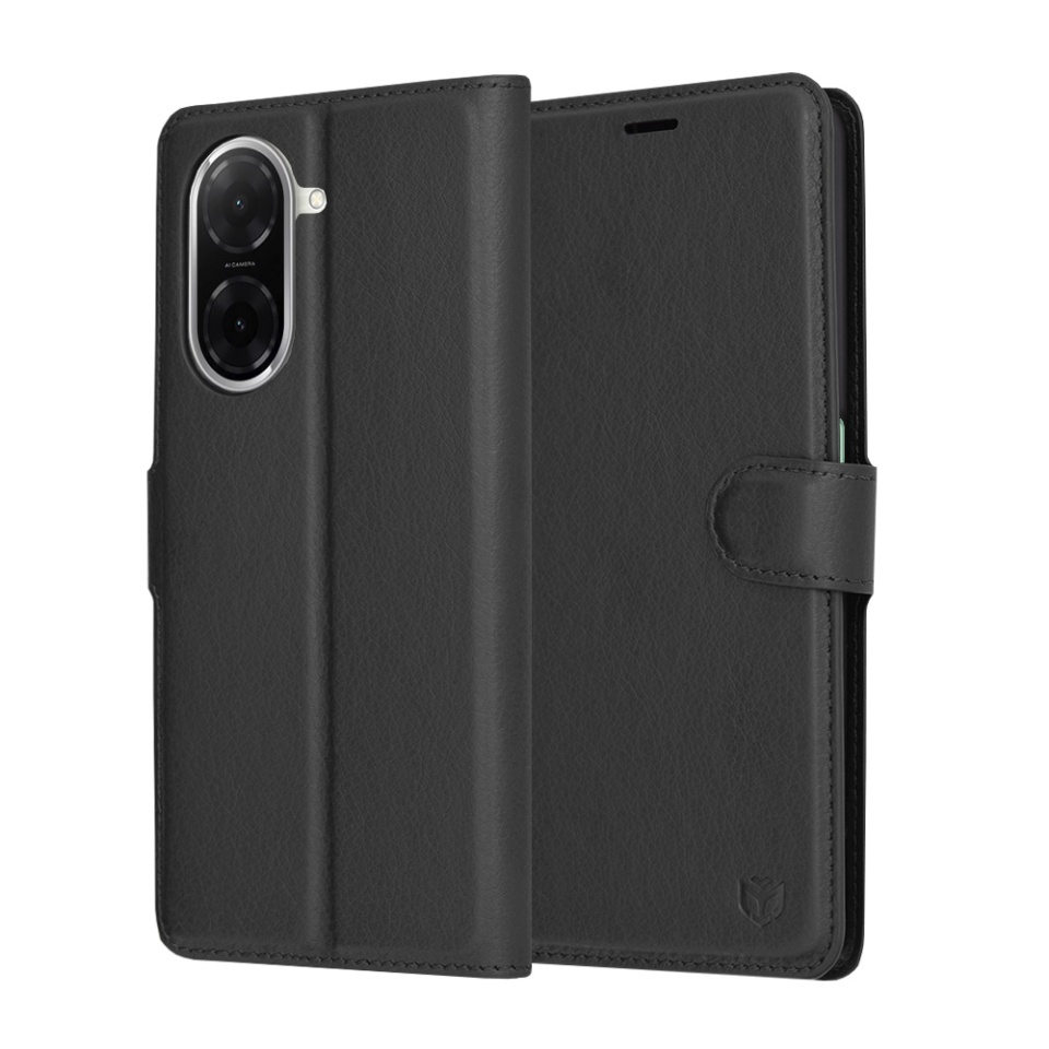 Husa pentru Xiaomi Redmi A5 4G (Regional), SKYDDAR INNOVATION, Leather Folio tip Carte, cu Portofel Interior, Finisaje Premium, set cu sticker, Negru