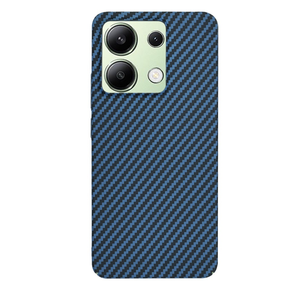 Husa pentru Xiaomi Redmi Note 13 4G, SKYDDAR INNOVATION, textura carbon, Carbonite FiberShell, set cu sticker, Cyan, - 2 | YEO