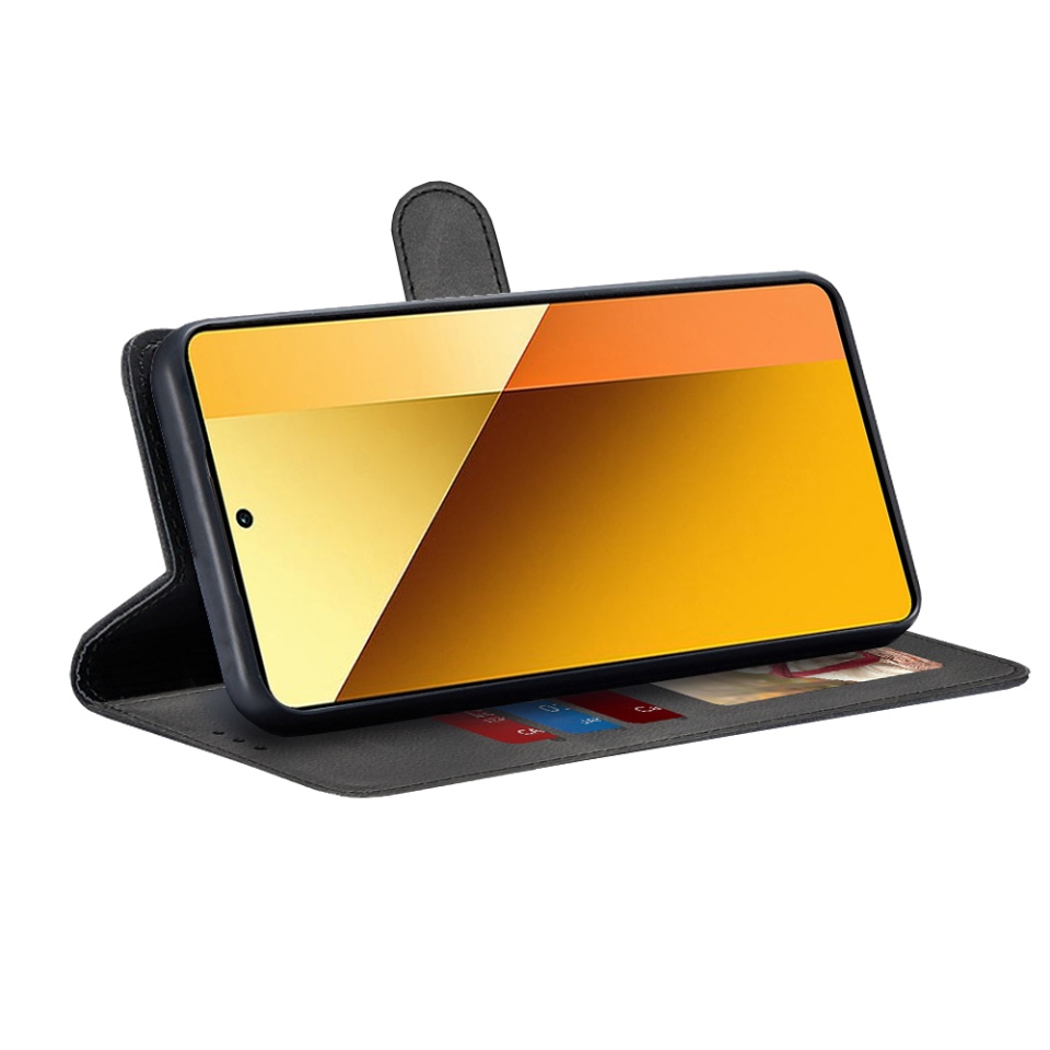 Husa pentru Xiaomi Redmi Note 13 5G, SKYDDAR INNOVATION, Diary Book, tip carte, cu Portofel Interior, Antisoc, Negru, set cu sticker - 1 | YEO