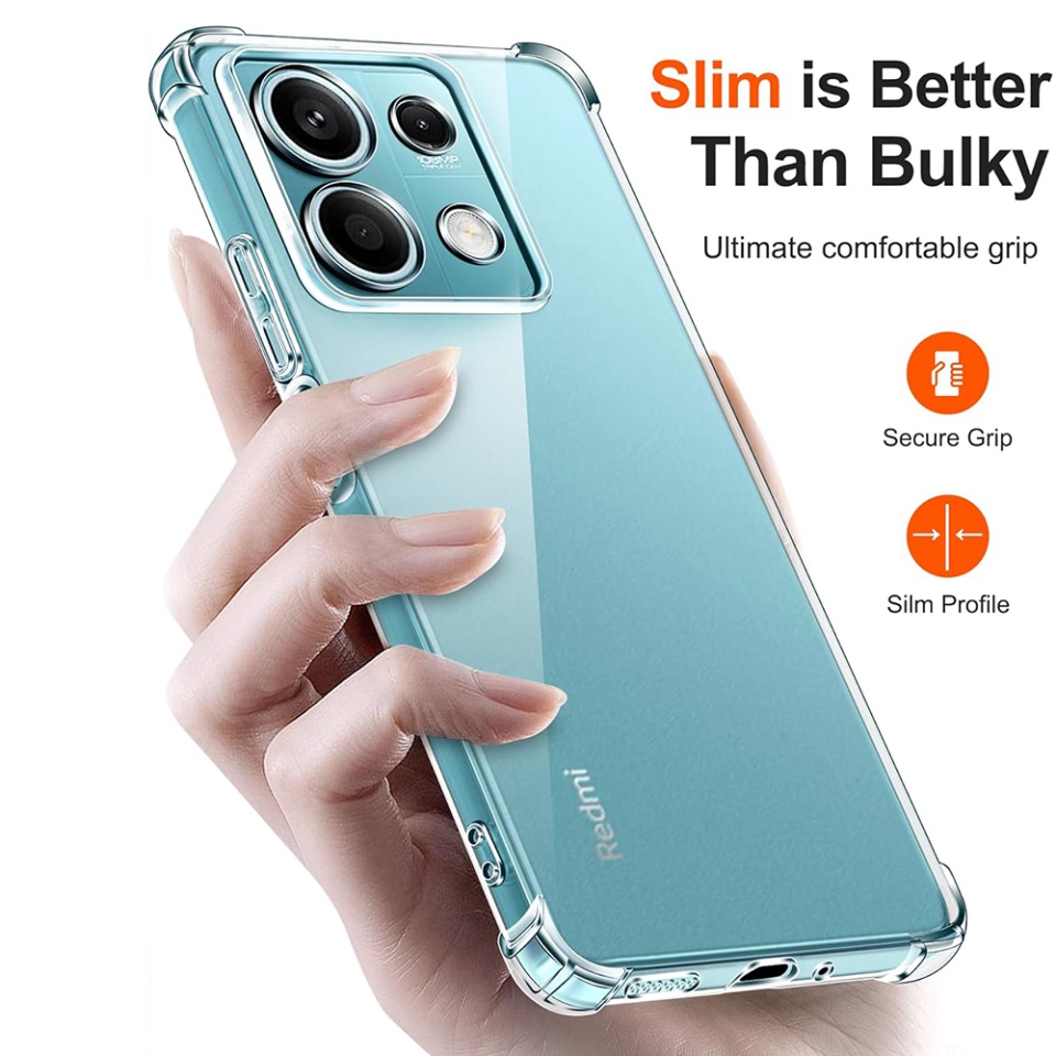 Husa pentru Xiaomi Redmi Note 13 5G , SKYDDAR INNOVATION, Shockproof Clear din Silicon Slim, Transparenta, set cu sticker - 1 | YEO