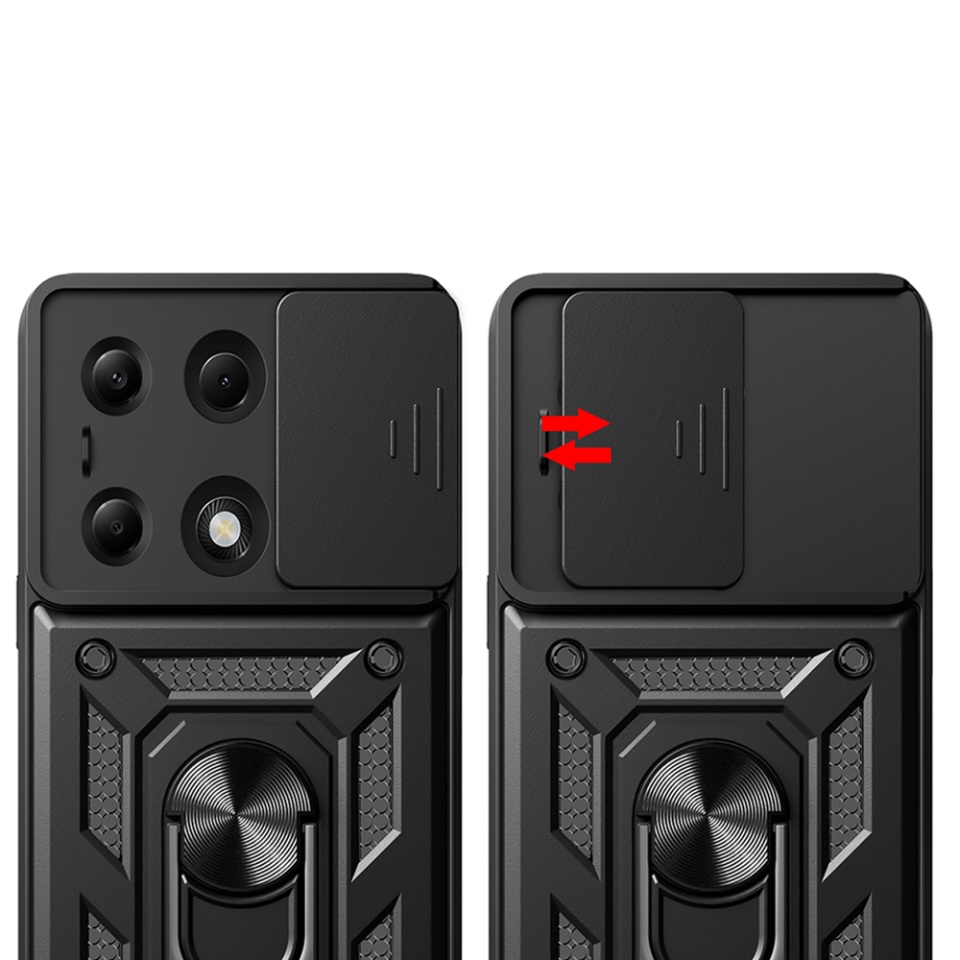 Husa pentru Xiaomi Redmi Note 13 Pro 4G / Poco M6 Pro 4G / Redmi Note 14S, SKYDDAR INNOVATION, CamShield, Inel magnetic, set cu sticker, Verde - 1 | YEO