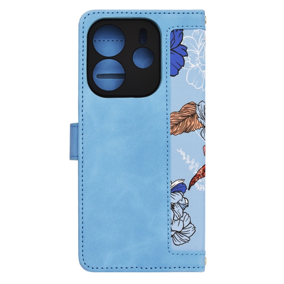 Husa pentru Xiaomi Redmi Note 14 4G (Regional), SKYDDAR INNOVATION, Flipcraft din Piele Ecologică, Stand Integrat, Buzunare pentru Carduri, set cu sticker, Bleu - 2 | YEO