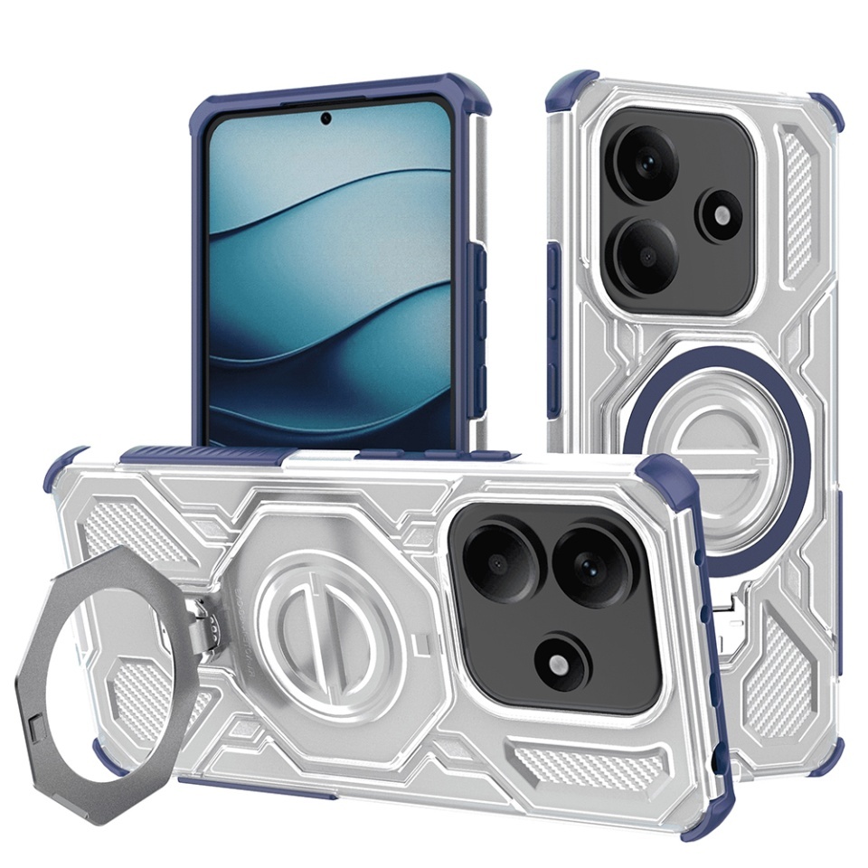 Husa pentru Xiaomi Redmi Note 14 5G, Antisoc, SKYDDAR INOVATION, Carbon Shield PRO, Magsafe, set cu sticker, Albastru