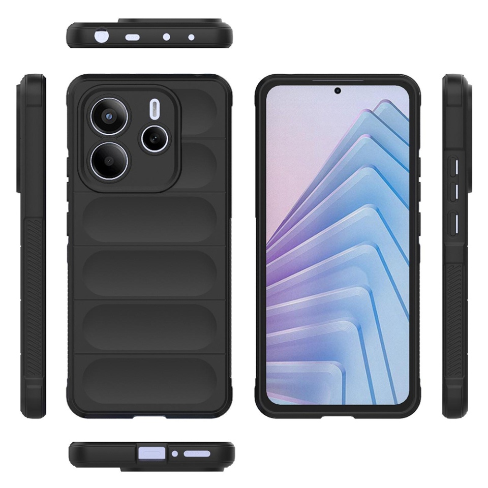 Husa pentru Xiaomi Redmi Note 14 5G, SKYDDAR INNOVATION, Magic Shield, din Silicon Mat, set cu sticker, Negru - 1 | YEO